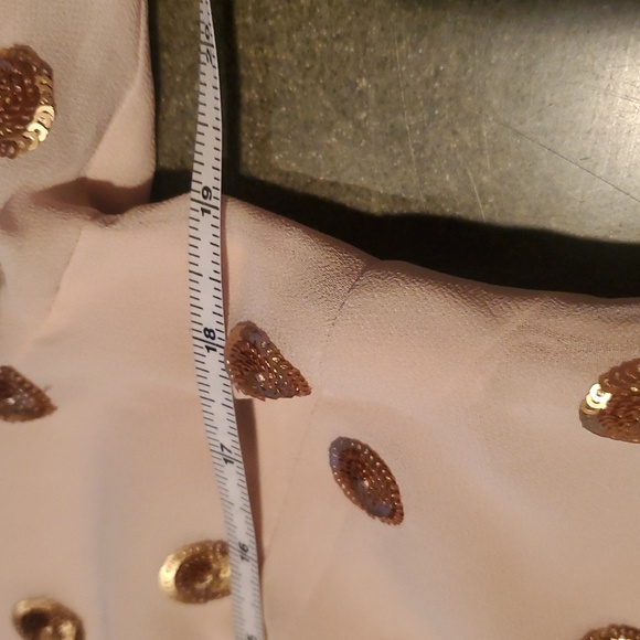 Talbots Elegant Blush with Gold Accents Lined Long Slv Event Sz. S Blouse Top - Picture 12 of 13
